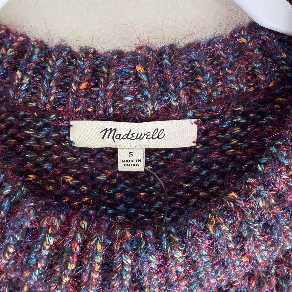 Madewell Purple Multi Space Dyed Marl Wool Blend Crewneck Sweater AF327 Women S